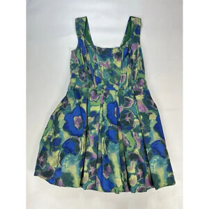 Aureta Dress Womens Small Piper Mini Fit & Flare Corset Multicolored Watercolor
